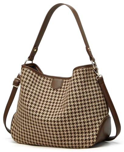 Bolso cruzado tejido para mujer, estilo cuadros, casual y grande, para trabajo o uso diario miniatura 2
