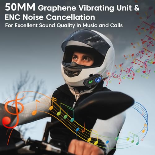 Image of Sounce Jarvis Sentinel Pro Motorcycle Bluetooth Intercom Headset - Wireless Helmet Earphones with 50MM HD Speakers, LED Emergency Lights, IPX6 Waterproof, Auto Call Answer, HiFi Stereo Sound