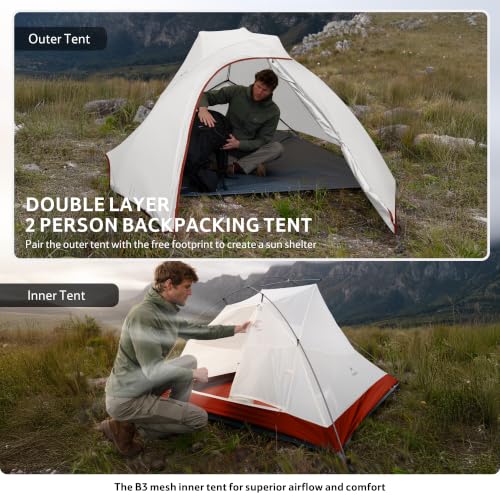 Naturehike Cloud Up Pro Zelt 2 Person Leichtes Campingzelt, Einfacher Aufbau Winddicht & Wasserdichtes Kuppelzelt für Outdoor Reisen… – Ansicht 6