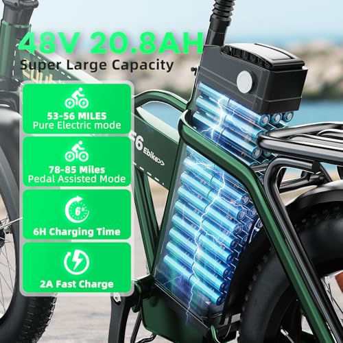 Image of 1000W Foldable Electric Bike,48V 20AH Removable Battery Ebike,80 Miles Max Range Electric Bike for Adults,20 inch Fat Tire Folding Ebike,Adult Electric Bicycle for Commute Beach Snow