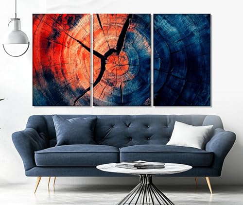 Œuvre d'art abstraite sur toile effet bois avec finitions graphiques haut de gamme