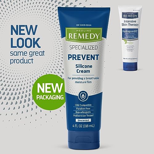 Medline Remedy Specialized Silicone Cream, Unscented (4 fl oz), Gentle Breathable Film for All Ages, Paraben-free and Hypoallergenic Skin Care, Barrier for Dry Cracked Skin