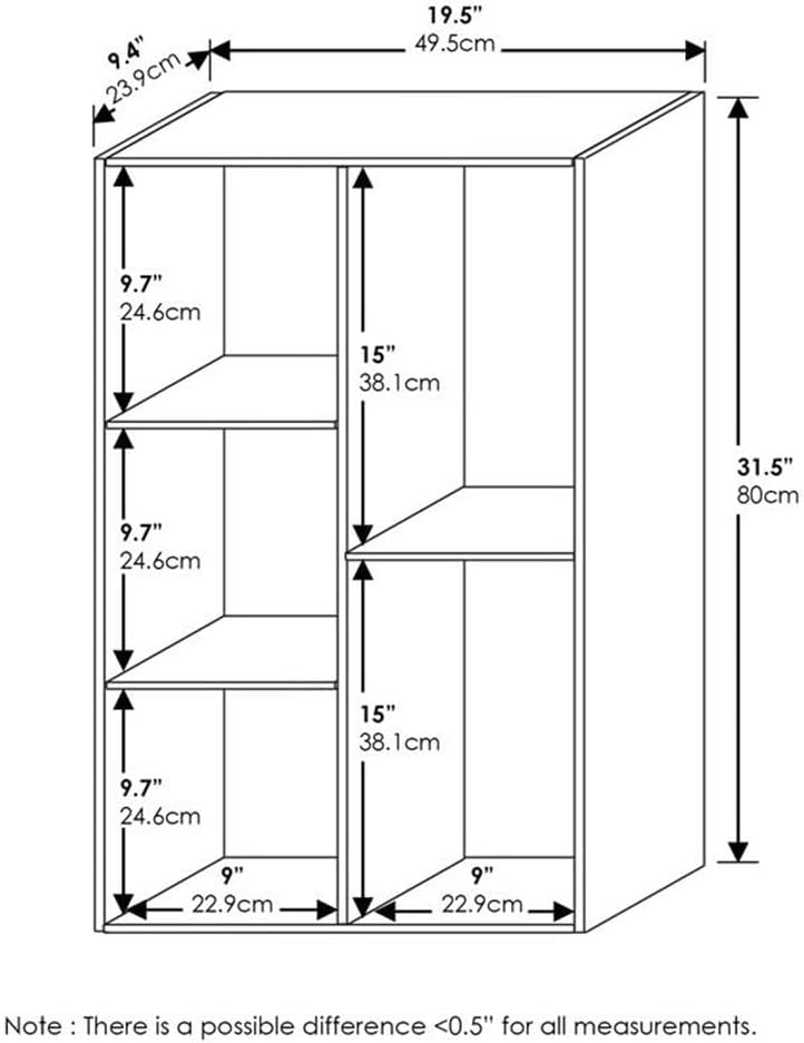 Pemberly Row 5-Cube Engineered Wood Bookcase, White/Light Blue Finish, 31.5" H x 19.5" W x 9.4" D, Reversible Open Shelves, Simple Stylish Design, Functional Storage for Home or Office
