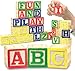 Skoolzy 30 Wood Alphabet Blocks - Stacking ABC Letter Colors Wooden Blocks For Toddlers - Montessori Occupational Therapy Building Toys - Preschool Learning Toys Kindergarten Reading with Travel Tote