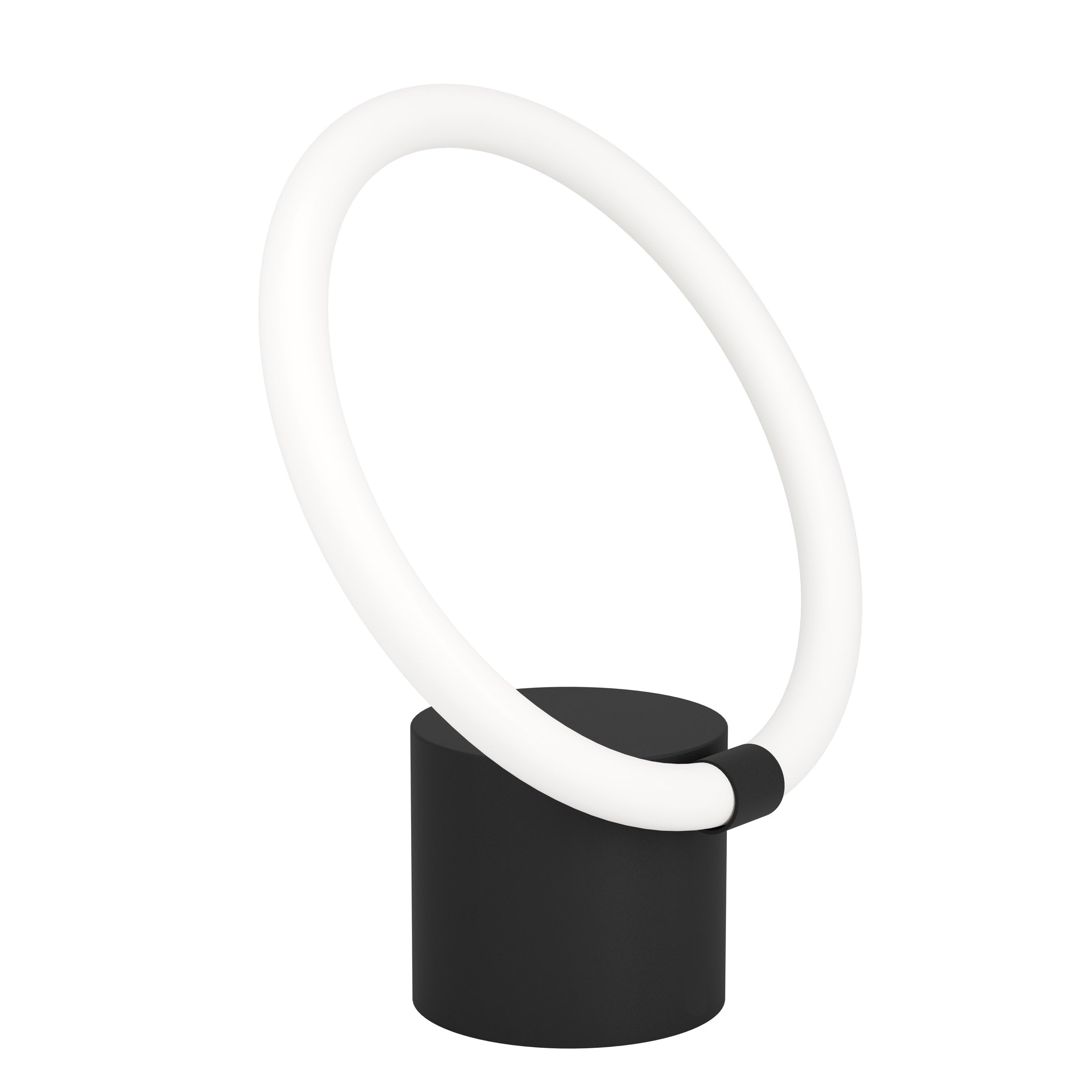 Eglo Bedside lamp Caranacoa with LED Ring, Minimalist Side Table Light Made of Black Metal and White Plastic