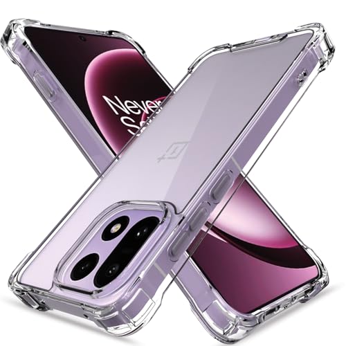 Image of Amazon Basics Back Cover for OnePlus 15 5G PC + TPU Clear Transparent Raised Edges Shockproof Protective Phone Bumper Case (Transparent)