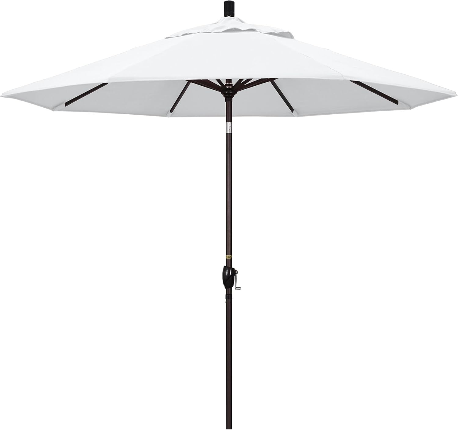 Pemberly Row 9 ft Patio Umbrella, Aluminum Frame, White Finish, Olefin Fabric, Crank Lift and Push-Button Tilt, Outdoor Shade for Patios and Terraces