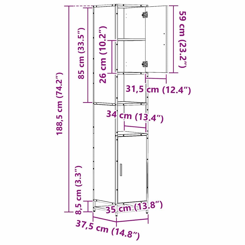 3-częściowy zestaw mebli łazienkowych, kolor czarny, imitacja dębu, z materiału drewnopochodnego, meble łazienkowe z szafką z lustrem, szafka pod umywalkę i wysoka szafka, wiszące na umywalkę
