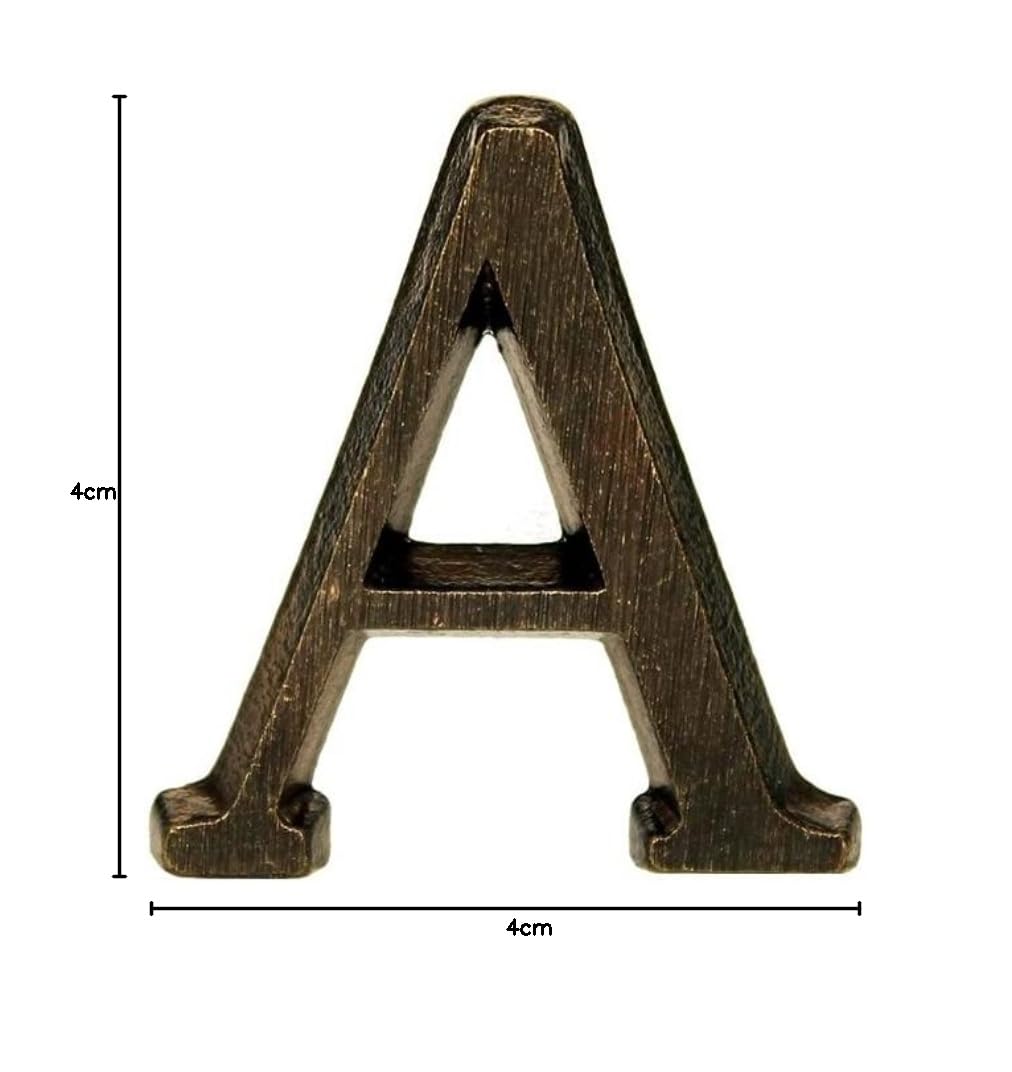REAL VOTIVA FONDERIE D'ARTE Lettere e Numeri in Bronzo per lapidi o Numeri civici. Altezza 4 cm. Romano Bronzo Patinato (Lettera A