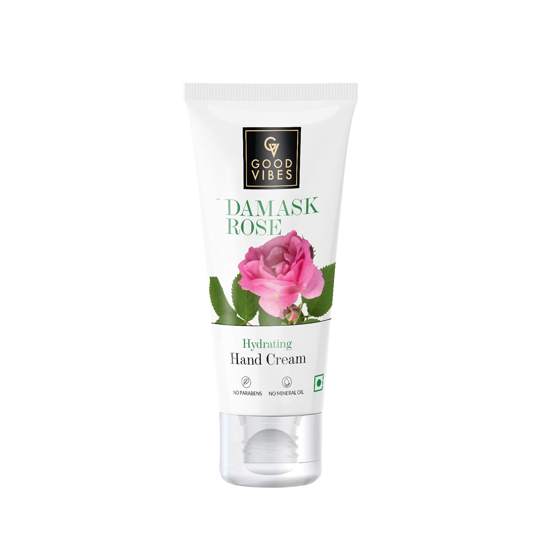 Good Vibes Damask Rose Hydrating Hand Cream, 50 g Deep Moisturization Skin Softening Lightweight Non Greasy Quick Absorbing Formula For All Skin Types, No Parabens & Sulphates