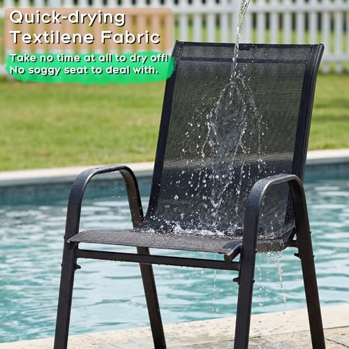 Image of Outdoor Patio Chairs Set of 8 Stackable Dining Chairs All-Weather Textilene Furniture Set for Pool Deck, Backyard, Garden