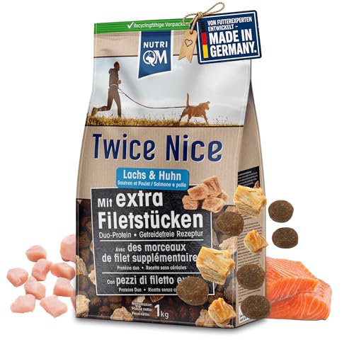 NutriQM® Adult Lachs & Huhn 12 kg | Hundefutter trocken getreidefrei | Mit 520 g Filetfleisch pro kg...