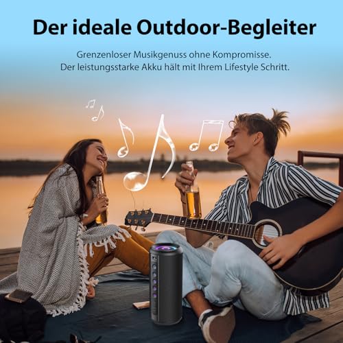 dotn Bluetooth Lautsprecher, Musikbox Bluetooth 5.4 mit RGB Licht, Tragbare Bluetooth Box, Freisprechfunktion, IPX7 wasserdicht… – Ansicht 3
