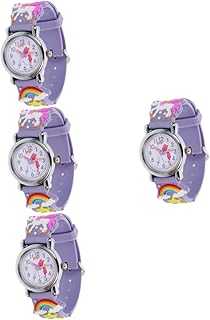 4Pcs Relógio De Desenho Animado Infantil Relógio De Unicórnio Relógio De Silicone Banda Presente Desenho Animado Relógio Infantil Meninas Relógio De Silicone Para Crianças Relógio