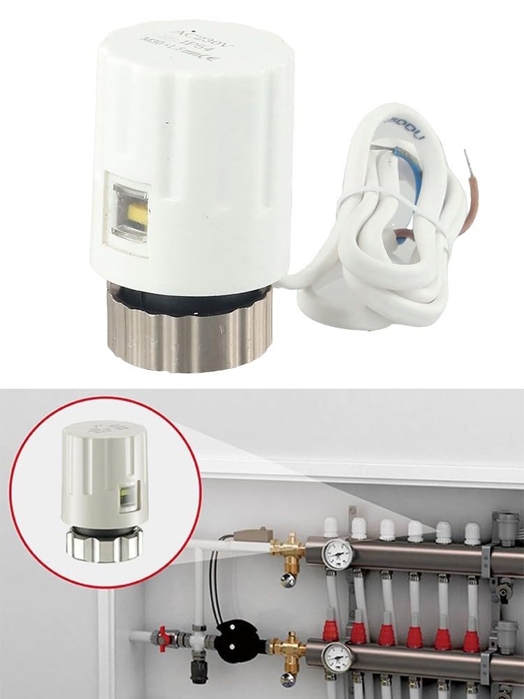 Valvola attuatore termico elettrico da 230 V, compatibile con controller programmabili, M30 x 1,5 mm per un controllo preciso del riscaldamento a pavimento (10 pezzi)