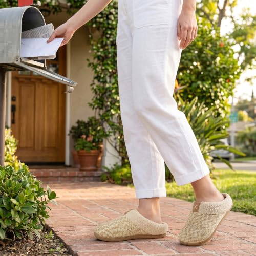 Image of ULTRAIDEAS Women's Indoor Bedroom Slipper with Memory Foam, Gift for Women, Wool-Like House Shoe with Anti-Skid Rubber Sole for Ladies