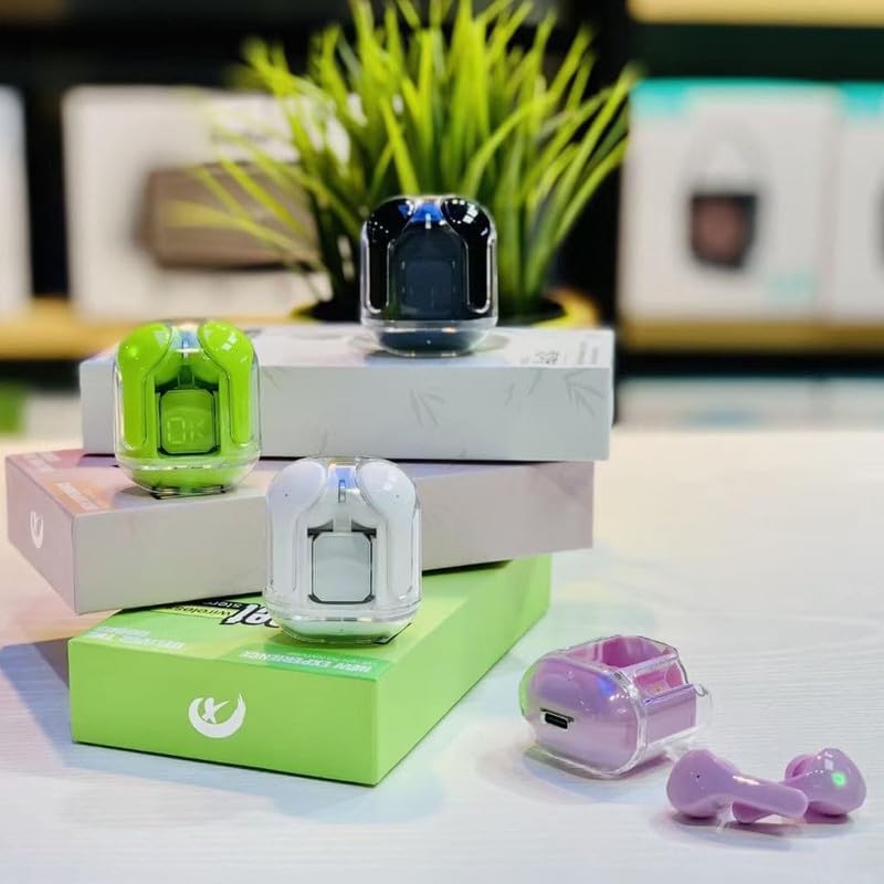 Image of AuFlex CY-T2 Crystal Transparent Wireless Earbuds Bluetooth 5.3 Air 31 Buds Charging Case Heavy Bass Stereo Earphones Noise Reduction Sports Headset (Black)