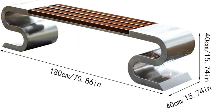 Park Benches Outdoor Leisure Chair Park Chair Garden Square Outdoor Stainless Steel Public Seat Scenic Shopping Mall School Rest Stool Outdoor Benches(M:180cm)