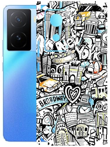 Image of AtOdds - Full Body Back Screen Guard Protector Film - Lamination Wrap Skin Sticker Compatible with IQOO Z7 (5G) | Scratchproof Matte Finish (Graffiti 26)