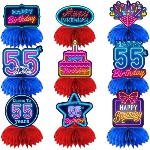 Happy 55th Birthday �l�I���O���[ �e�[�}�e�[�u�� �n�j�J�� �Z���^�[�s�[�X �e�[�u���f�R���[�V���� �e�[�u���g�b�p�[ Let's Glow Crazy Party �{�[�C�Y �K�[���Y 55�΂̒a�����p�[�e�B�[�p�i �a�����p�i
