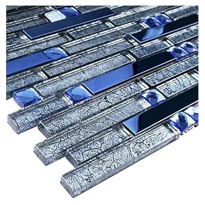 Tenedos Luxury Diamond Blue Glass Mosaic Tile Backsplash Series for Kitchen Bathroom Shower Fireplace Accent Wall Decor Modern Design (Box of 5 Sheets)