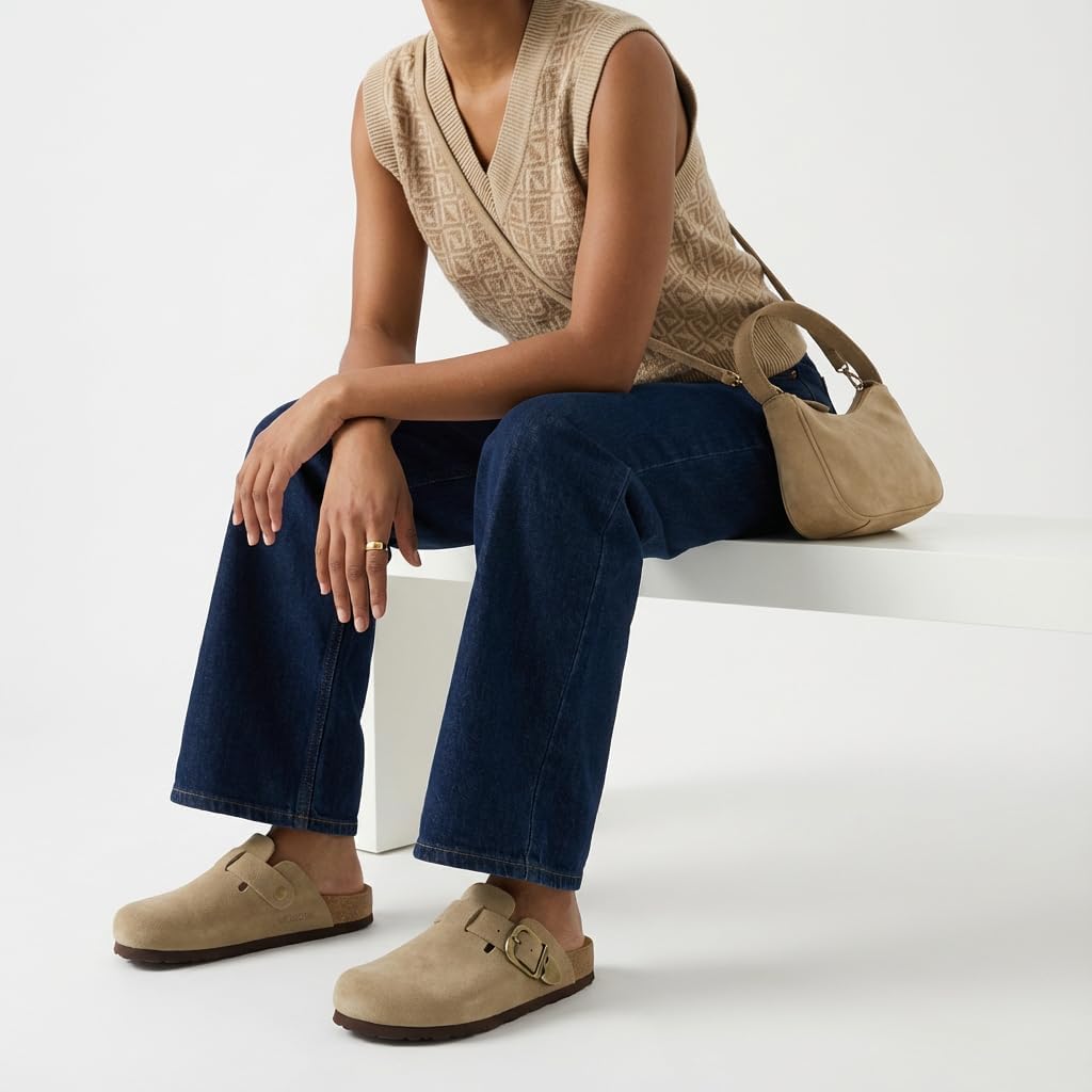 CUSHIONAIRE Hamlet Genuine Leather Suede Clogs for Women, Slip On Shoes with Detailed Metal Buckle Strap and Memory Foam Footbed - Image 7