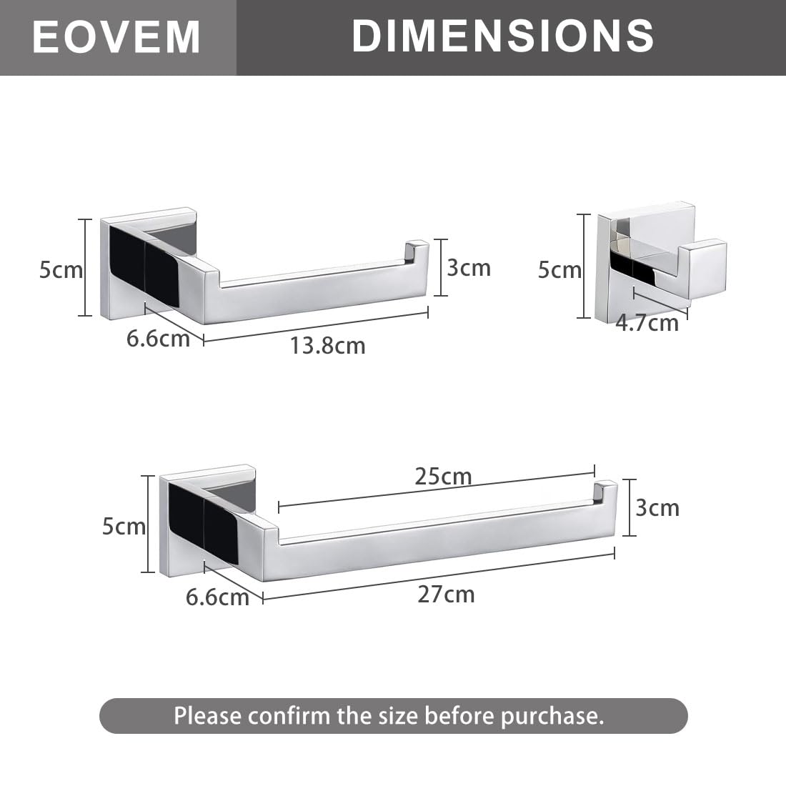 4 Stücke Badezimmer Zubehör Set Quadratisch Wandmontage Handtuchhalter Toilettenpapierhalter Handtuchhaken Edelstahl Badezimmer Hardware Set Poliertes Chrom
