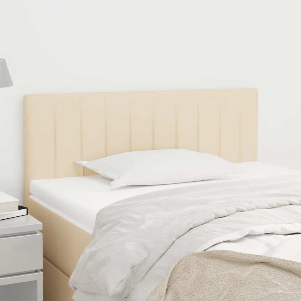 Cabecero color crema, 90 x 5 x 78/88 cm, tejido de poliéster transpirable, madera de alerce maciza, regulable en altura, panel trasero resistente, salón y dormitorio