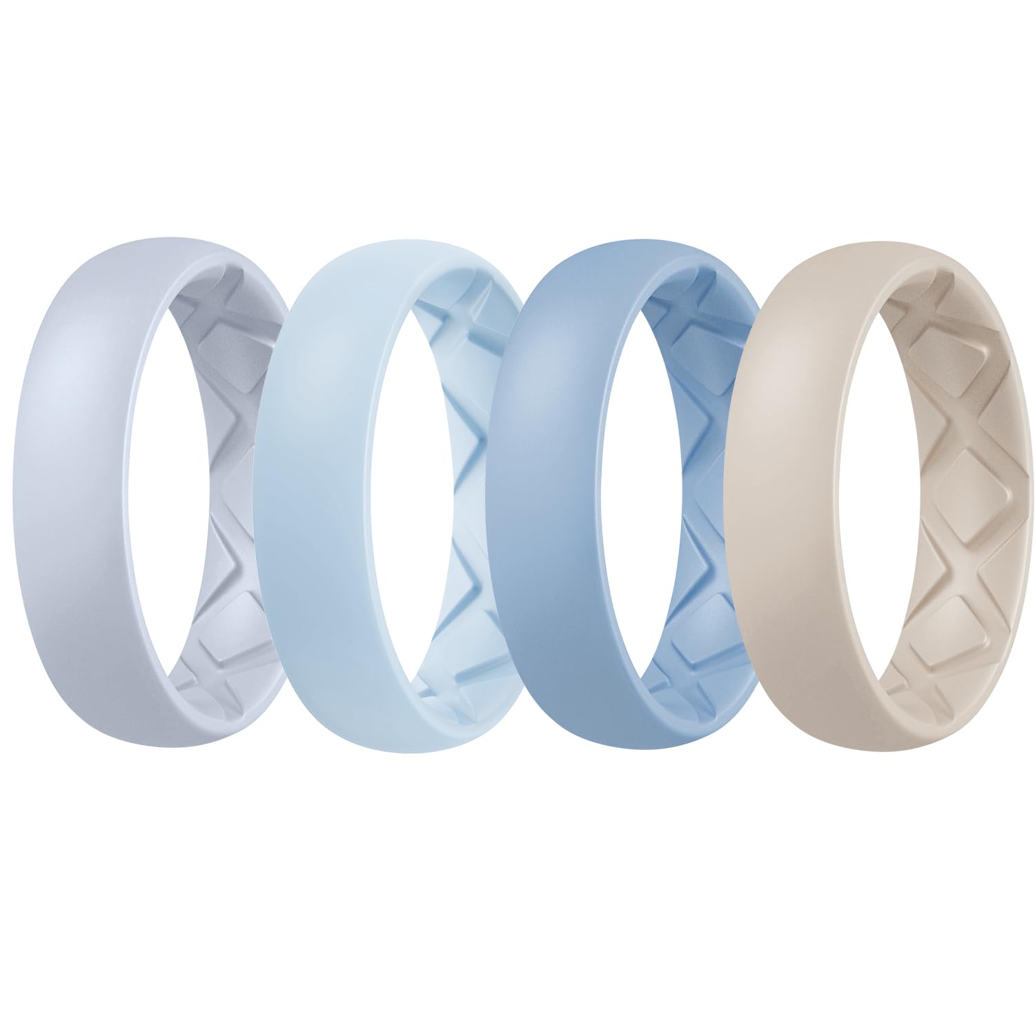 Egnaro Women's Engagement Rings, Siliocne Inner Arc Ergonomic Breathable Design with half sizes, Rubber Wedding Rings，5.5mm Wide-2mm Thick