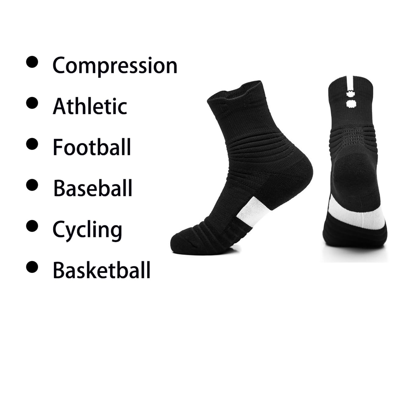 Calcetines de compresión para baloncesto, acolchados, atléticos, para