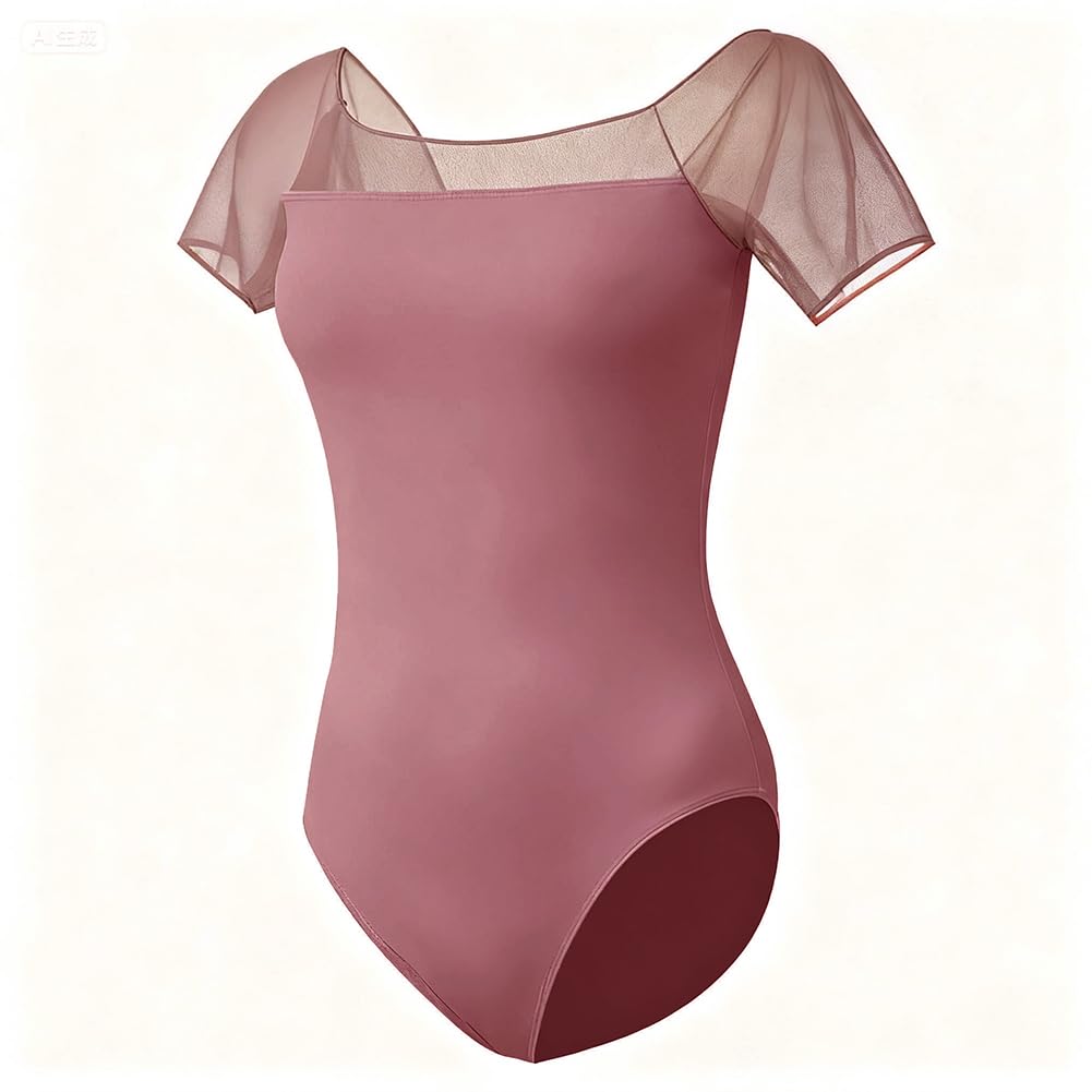 ROYAL SMEELA Justaucorps De Ballet Manche Courte Femme Justaucorp Body Danse Classique Maille Adulte