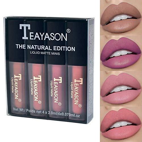 TEAYASON 4 Colors Long-lasting Liquid Matte Mini Lipstick Set - Great for gift