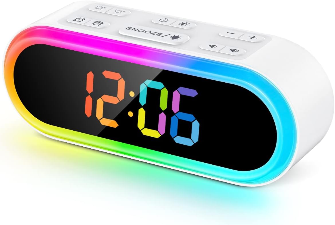 REACHER Digital Alarm Clock Bedside, Dual Alarms, 7 Wake Up Soothing