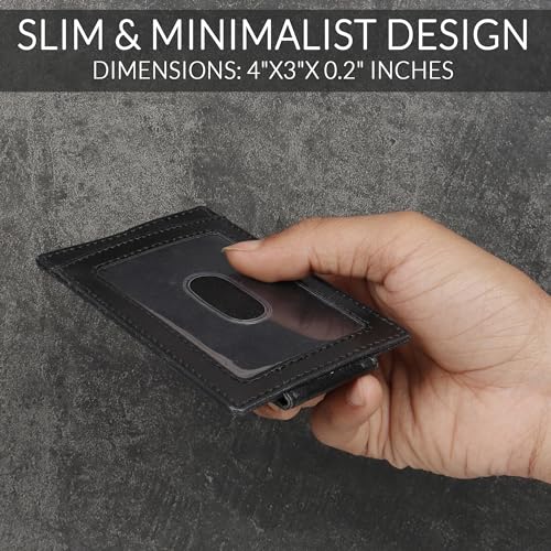 FOXHACKLE Slim Minimalist Leather Wallet with Magnetic Money Clip Front Pocket Credit Card Holder for Men and Women3