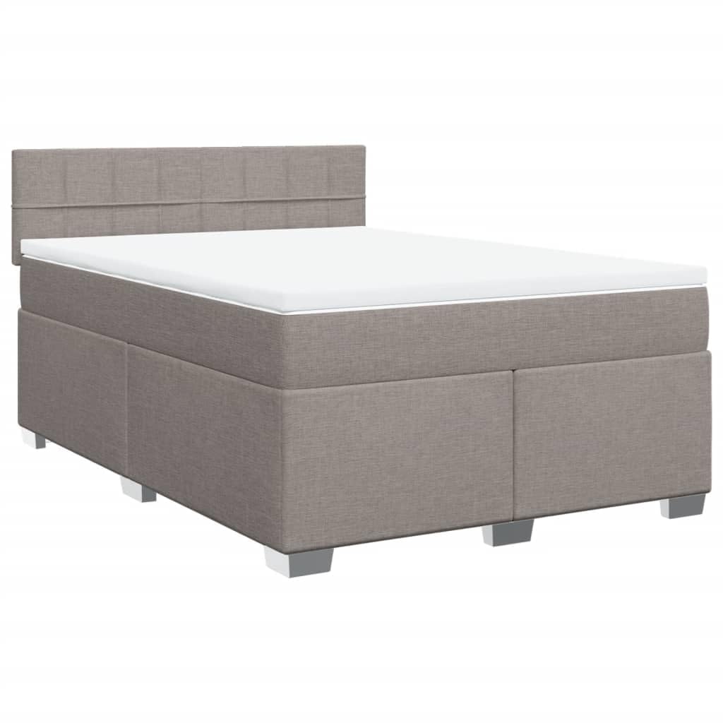 vidaXL Łóżko kontynentalne z materacem, taupe, tkanina, 140x190 cm