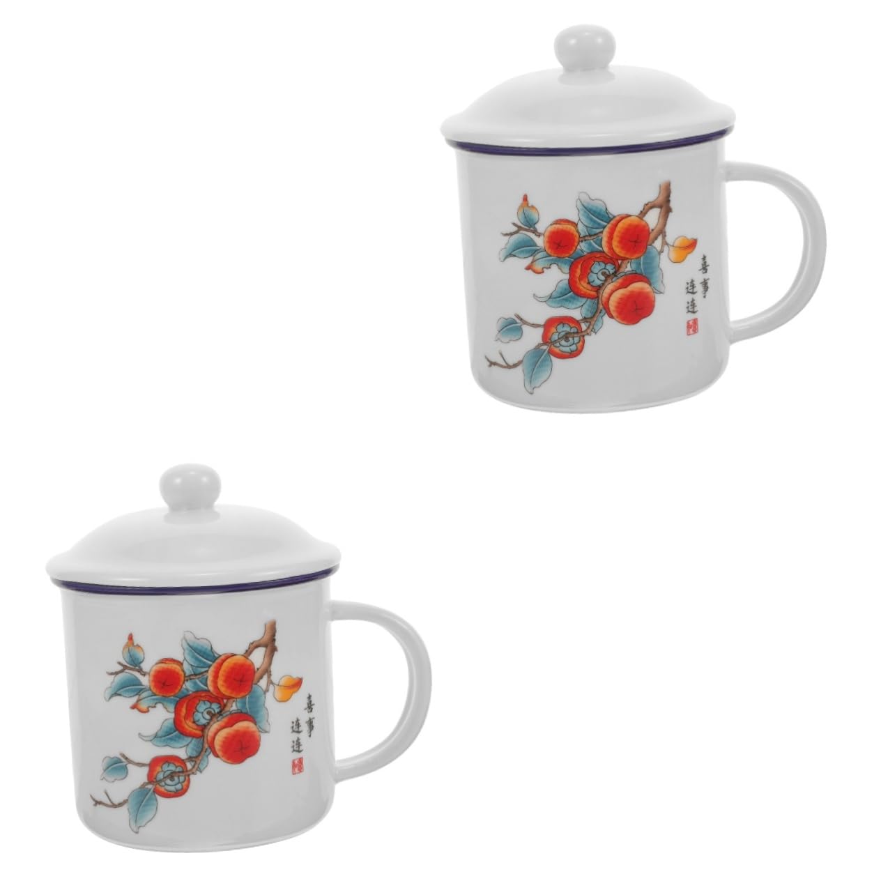 INOOMP 2stücke Retro Emaille Trinkbecher Mit Deckel Stilvolle Und Tragbare Wasserbecher Für Outdoor-aktivitäten Robuster Und Langlebiger Enamel Cup Für Festliche Anlässe Und