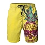Sunglasses Skull Pineapple Men's Summer Swim Trunks Quick Dry Board Shorts with Mesh Lining