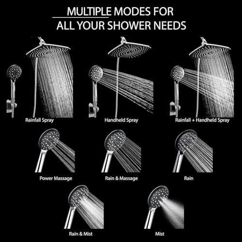 Veken SHC5V205 11.8 Rectangle Inch High Pressure Rain Shower Head -Shower Heads With 6 Modes Handheld Spray Combo- Wide Shower With 70 Inch Hose - Adjustable Dual Showerhead thumb #2