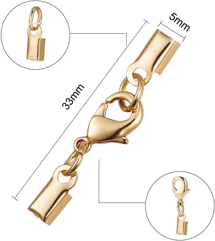 Image of Fold Over Crimp Cord Ends Jewelry Making Necklace Bracelet Anklet DIY Craft Supplies Gold 10 mm 380 Pieces
