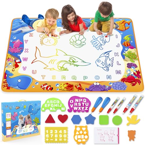 Water Doodle Mat - Kids Color Painting Toy, Gift Set for Toddlers 2-7