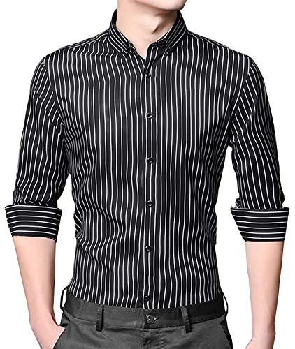 XTAPAN Men's Casual Dress Shirt Long Sleeve Regular Fit Business Button up Shirt