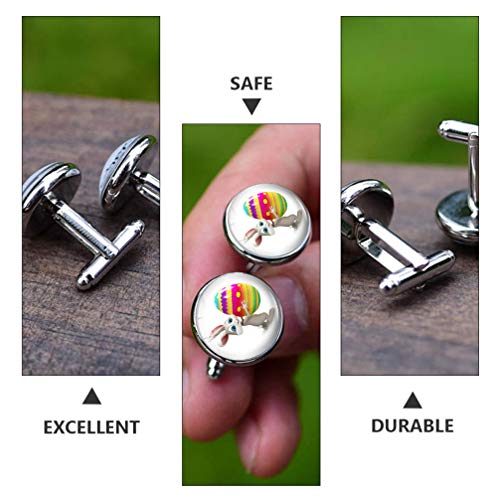 SOIMISS Páscoa Páscoa Coelho de Vidro Abotoaduras para Homens Marido Pais Abotoaduras Jóias Dia Dos