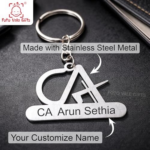 Image of Personalized Name Keychain Stainless Steel | Custom Engraved Metal Keyring for Doctor, CA, Advocate, Rider & Car Lovers | Unique Gift for Men & Women