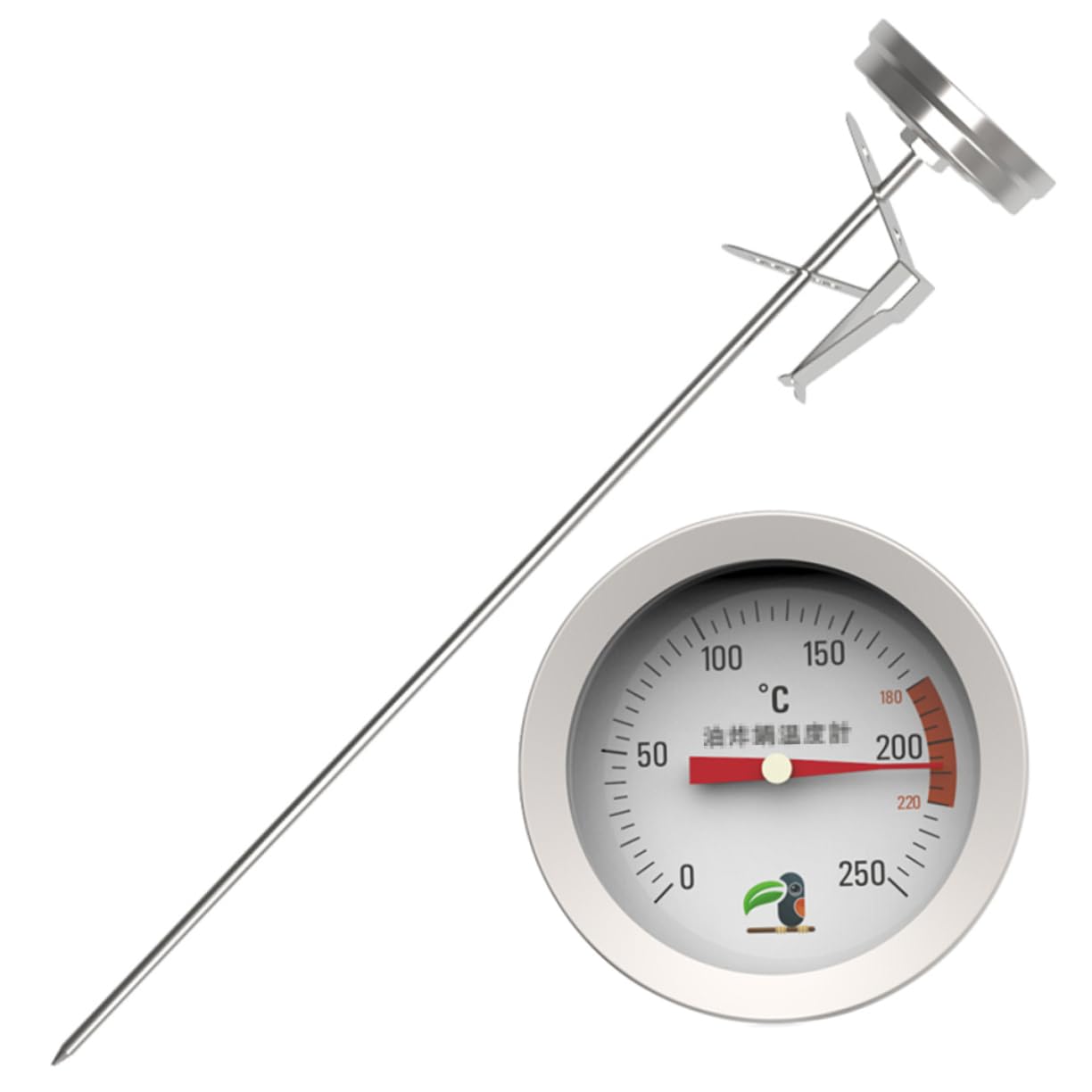 FUNOMOCYA Stainless Steel Candy Thermometer Probe Accurate Syrup Temperature Detector Tool for Jams and Deep Frying Food-Grade Material Clip for Easy Use