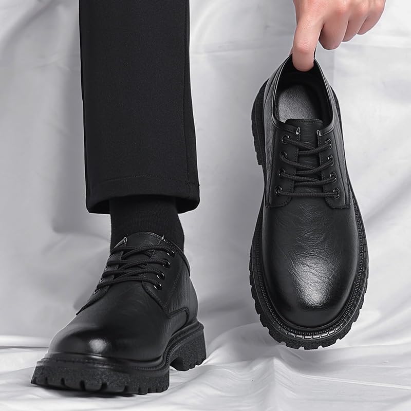 Men's Brogue Oxfords Shoes Fashion Slip-On Round Anti-Slip Mid Chunky Heels Men's Dress Shoes Leather Wingtip Brogue Oxfords2