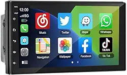CENTRAL MULTIMÍDIA ANDROID 13, SLIM, TELA IPS 7" FULL TOUCH, 2/32GB, USB, SD, AUX, BLUETOOTH, ESPELHA ANDROID E IOS, CARPLAY E ANDROID AUTO CONECTIVIDADE COM OU SEM FIO