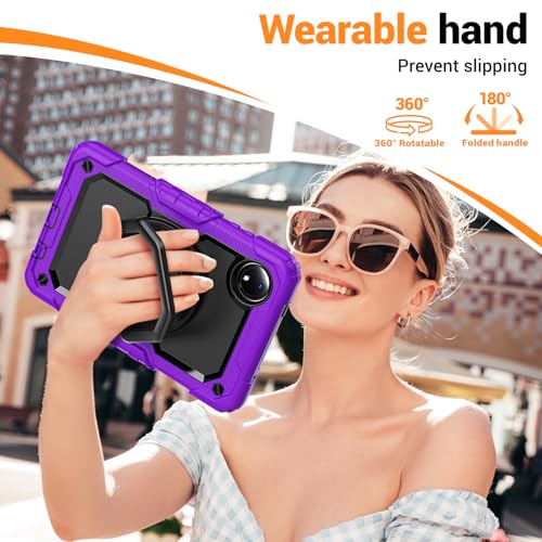 Coque Redmi Pad SE 8.7 2024 antichoc violette avec support et bandoulière - 4