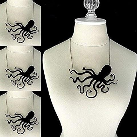 Lzz Women's Gothic Octopus Pendant Clavicle Chain Necklace Marine Animal Octopus Pendant Short Necklace Jewelry Cover