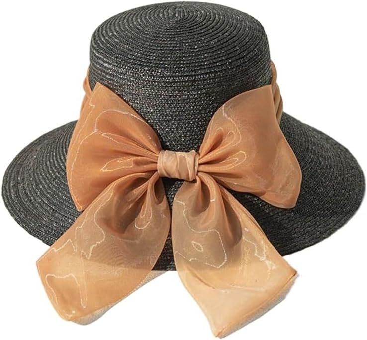 Folding Hat Vacation Casual Sun Shade Paper Bow Decoration