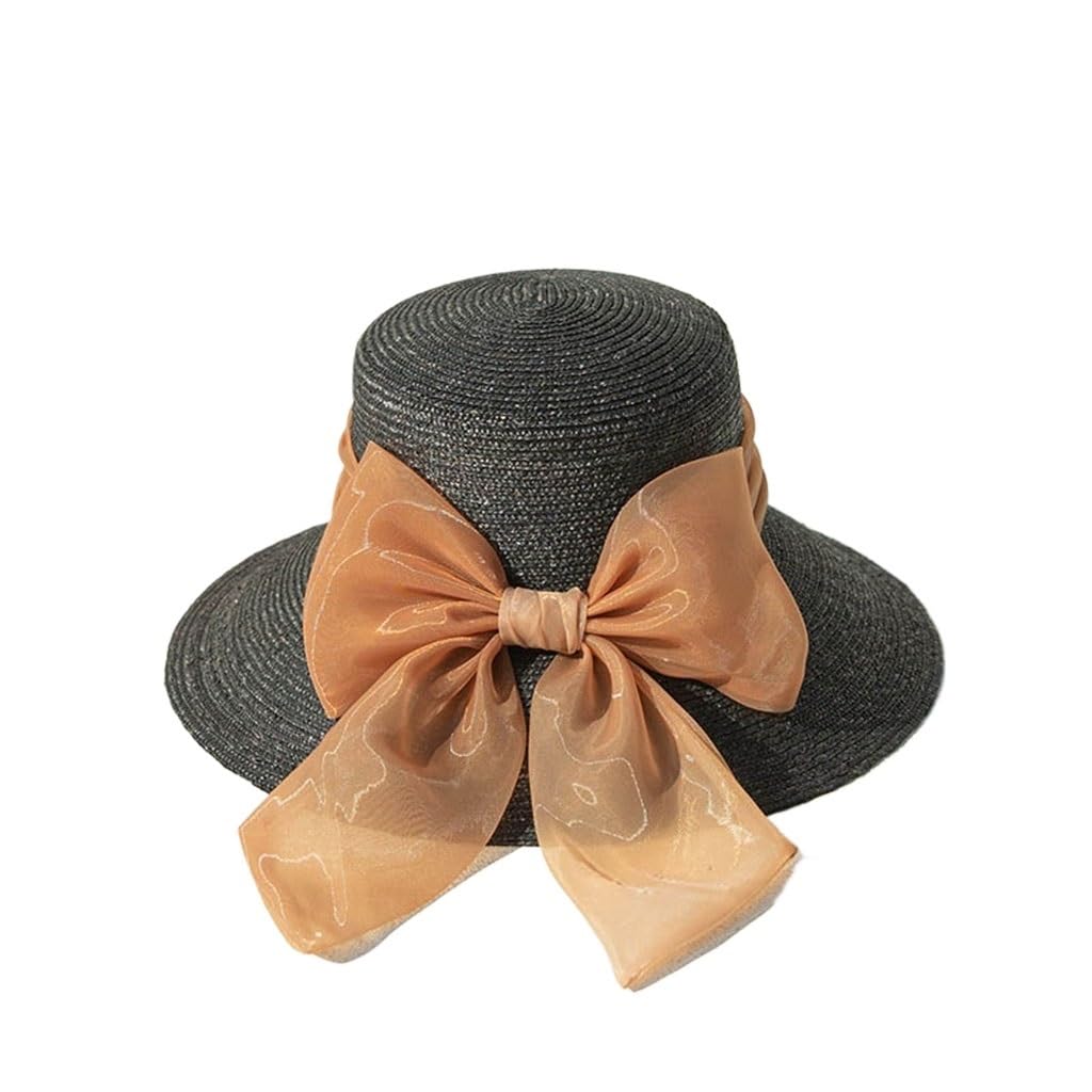 Chapeau pliant de paille pare-soleil avec décoration été décontracté